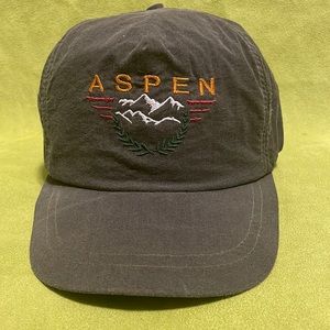 Vintage Nylon Aspen Colorado Leather Strapback Trucker Hat BaseballCap Hat Cap